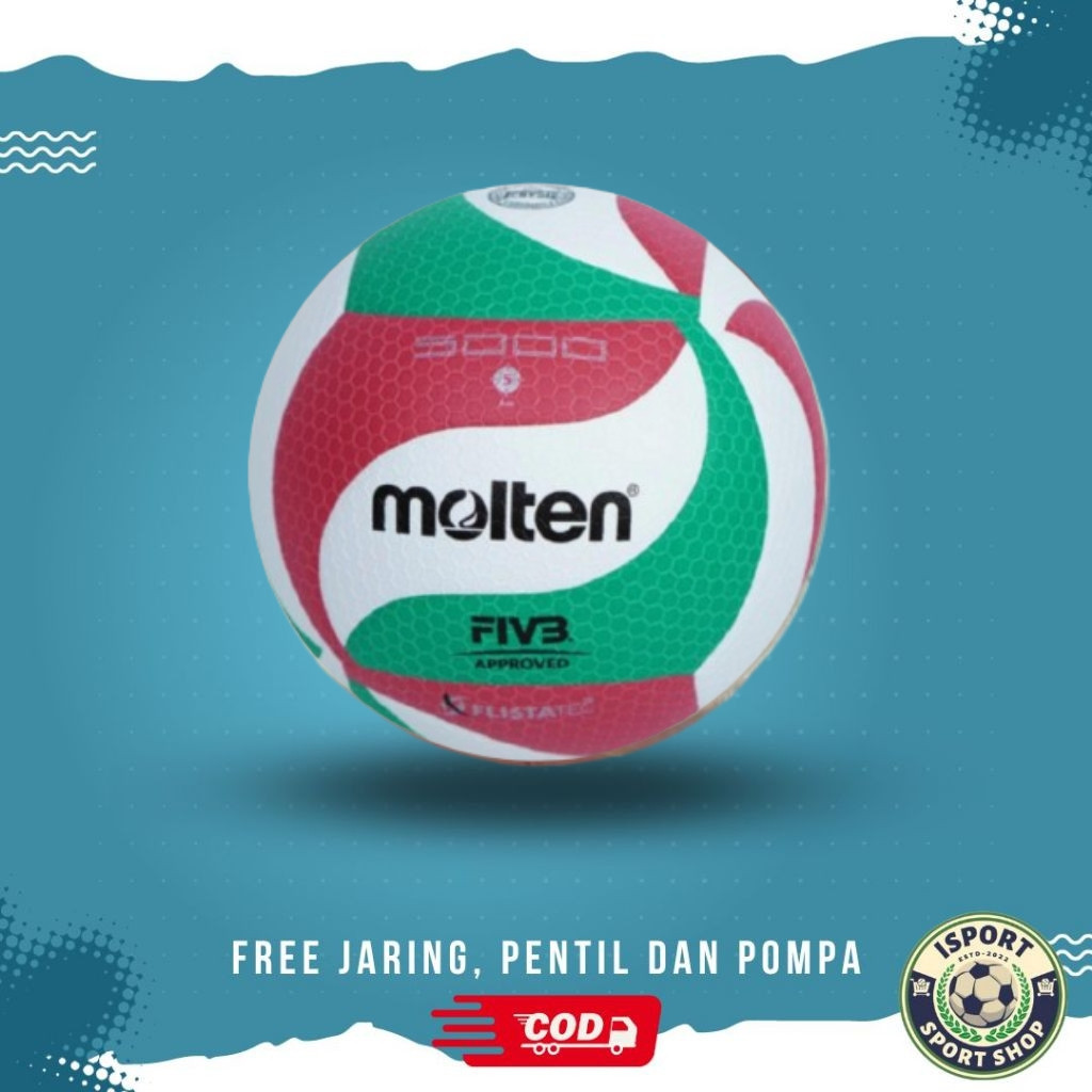 BOLA VOLI MOLTEN 5000 (ORIGINAL) BOLA VOLI MOLTEN V5M 5000 VOLLEYBALL ASLI