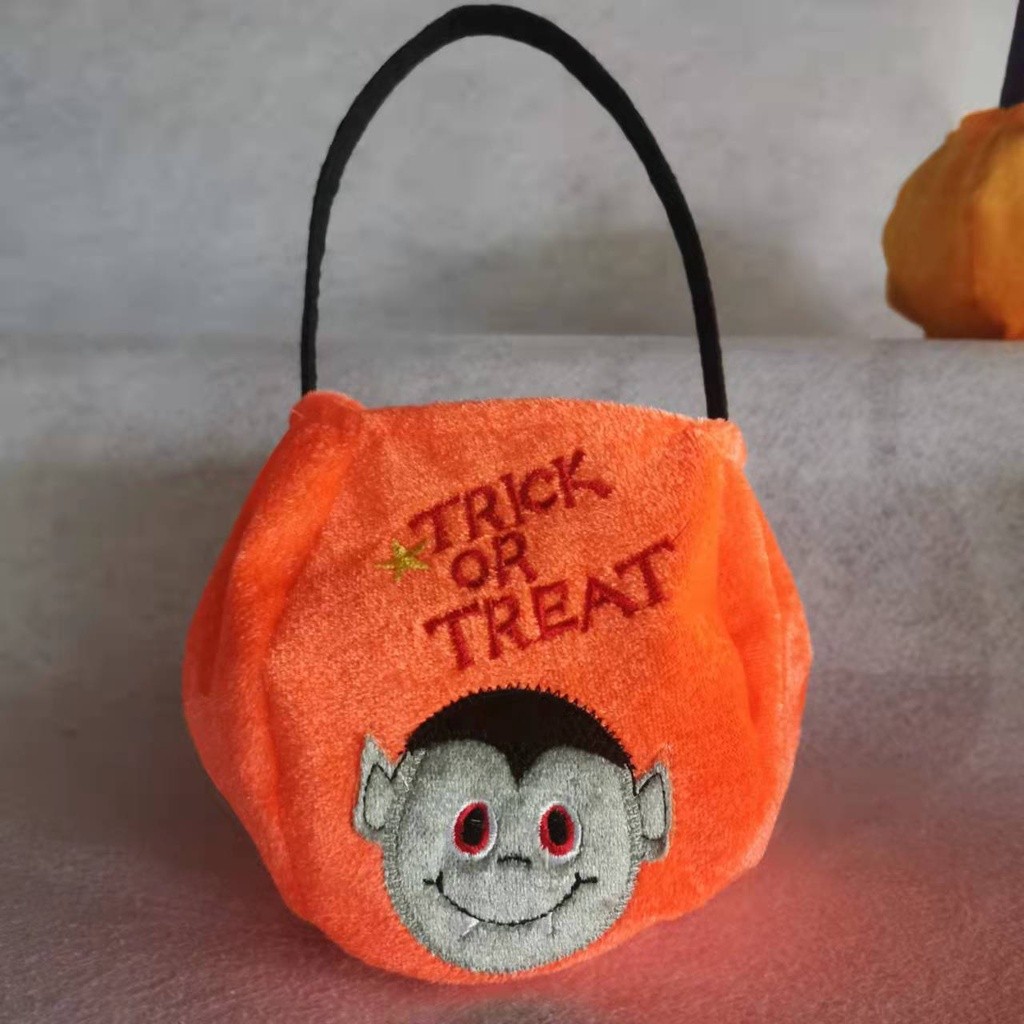 

TABB - Tas Halloween Pumpkin Labu Trick Or Treat Goodie Bag Flanel Bulu Kain - Up12