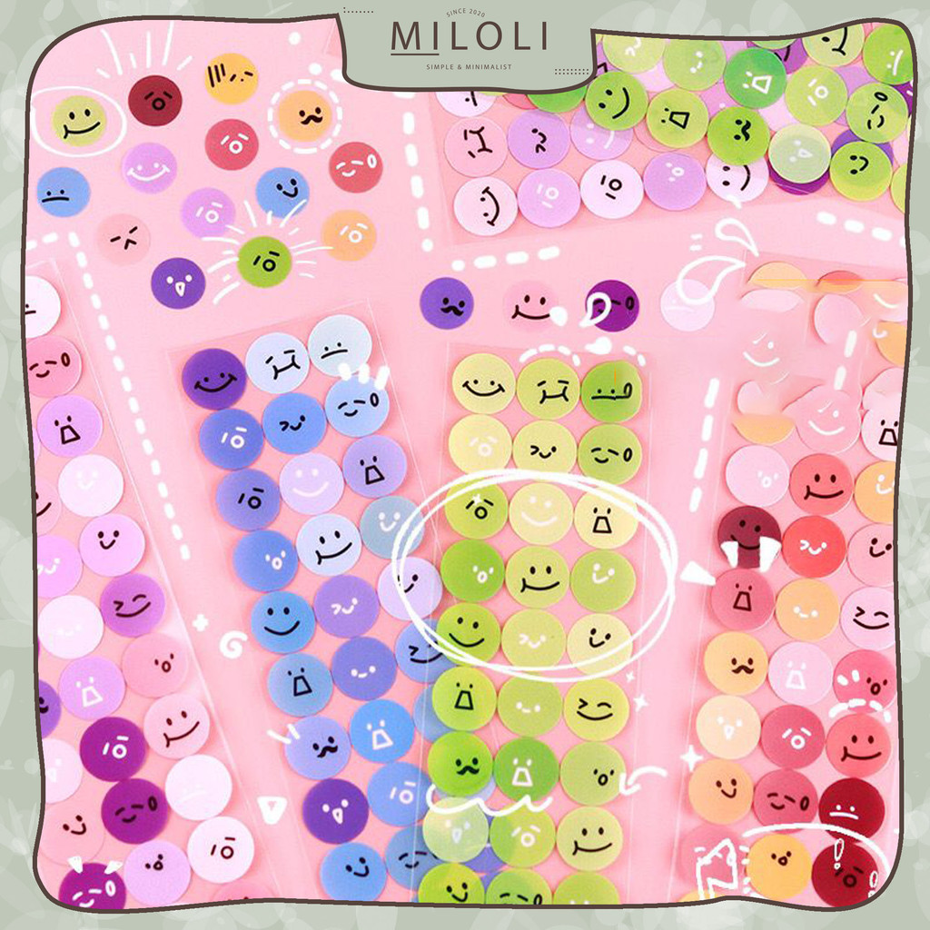 

[MILOLI] 1Pcs/ 54Dott STICKER ROUND EKPRESSION SERIES Emoji Deco Jurnal Diary Scrapbook Stiker Emoji - B0474