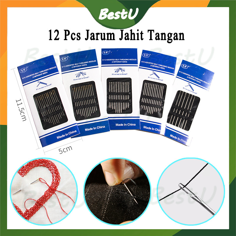 Jarum jahit praktis set isi 12 pcs/ Jarum Jahit Magic Praktis Set/Jarum Lubang Samping/Jarum Jahit T