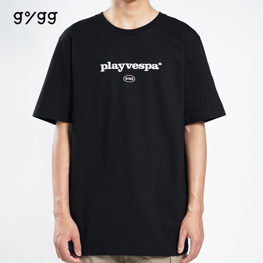 GIGG - Playbee - Kaos Pria - Cotton Combed 24's - Baju Hitam Cowo - Vespa Cowok Vespa