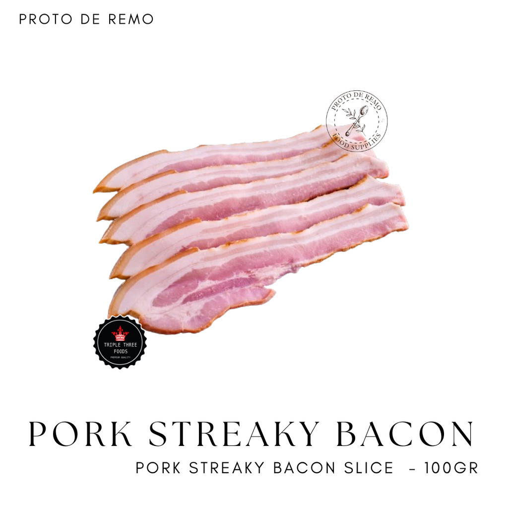 

Pork Bacon Slice | Daging Babi Streaky Bacon & Back Bacon Slice - 100gr