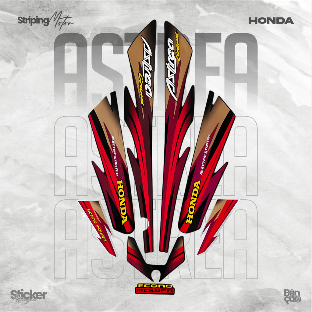 Striping stiker motor | HONDA Astrea Grand 97 1997 hitam lis merah     Variasi Standar  berkualitas 