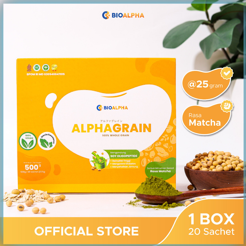 

Alphagrain isi 20 Sachet: Minuman pengganti makan & camilan untuk diabetasi Rasa Matcha JEMIMAGINA
