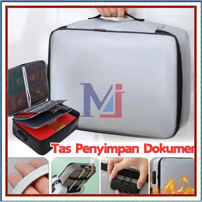 

【COD】Tas Penyimpanan Tahan Api & Air Menyimpan Dokumen & Paspor 3 Layer Storage Bag Sertifikat File Tas Multifungsi Travel Bag Portable