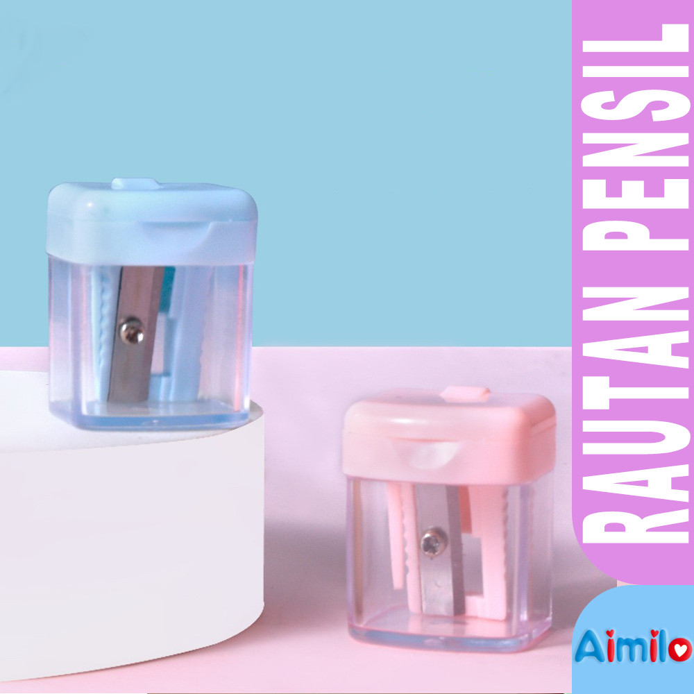 

Aimilo Rautan Serutan Pensil Putar Sharpener Dengan Penutup Rautan Pastel Aesthetic