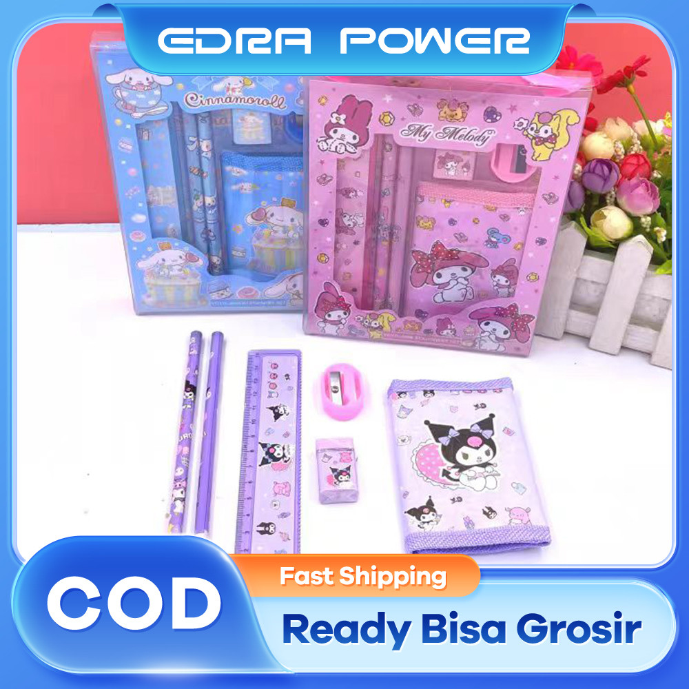 

Kotak Pensil Kuromi Anak Karakter 6 in 1 Alat Tulis Anak Unik Set Alat Tulis Kartun Kotak Hadiah Pensil
