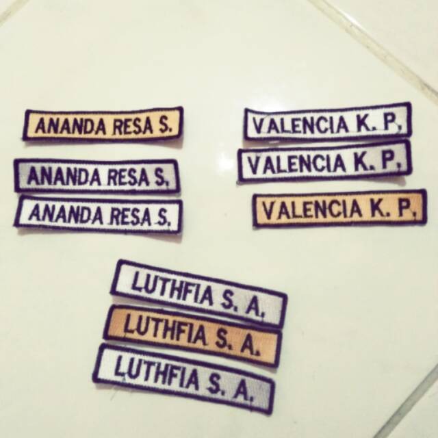 Bordir Bordir Nama Dada Siswa / Bordir Nama Siswi / Jasa Bordir Nama