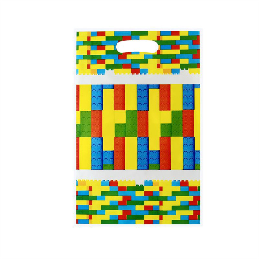 

10pcs/lot Building Blocks Theme Kids Boys Favors Happy Birthday Party Gifts Surprise Candy Bags Decorations Loot Bags