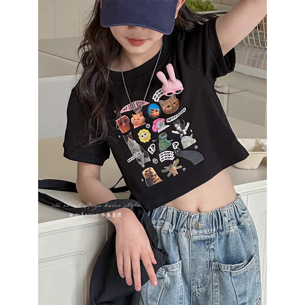 Style Si Kecil - Kaos Anak Perempuan Crop Top Baju Anak Perempuan Atasan Anak Perempuan Crop Top
