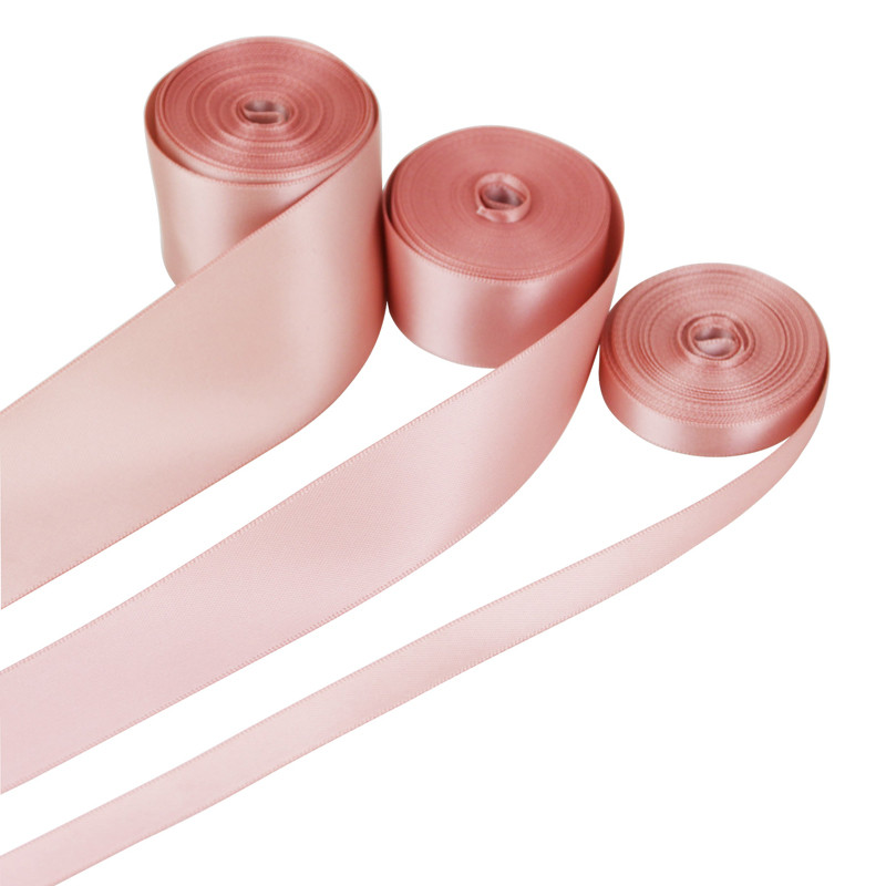 

(10m/Roll) Pink Meat Double Face Satin Ribbon Polyester High Quality Wholesale Christmas Lace Ribbons Ｍulti-widths