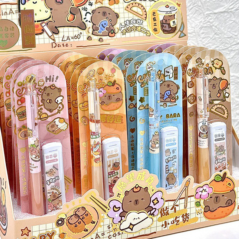 

1set random 0.5mm Capybara Mechanical Pencil Set School Office Supplies Writing Drawing Pencils Cartoon Children Stationery Gift