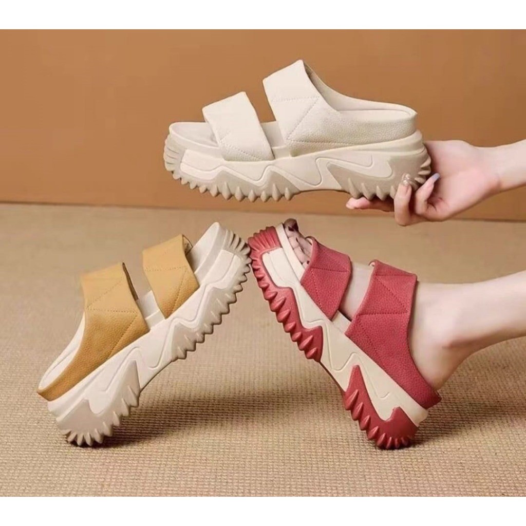 SANDAL SLIP ON HAK 5CM ANTI LICIN STRAP SAGI AP37