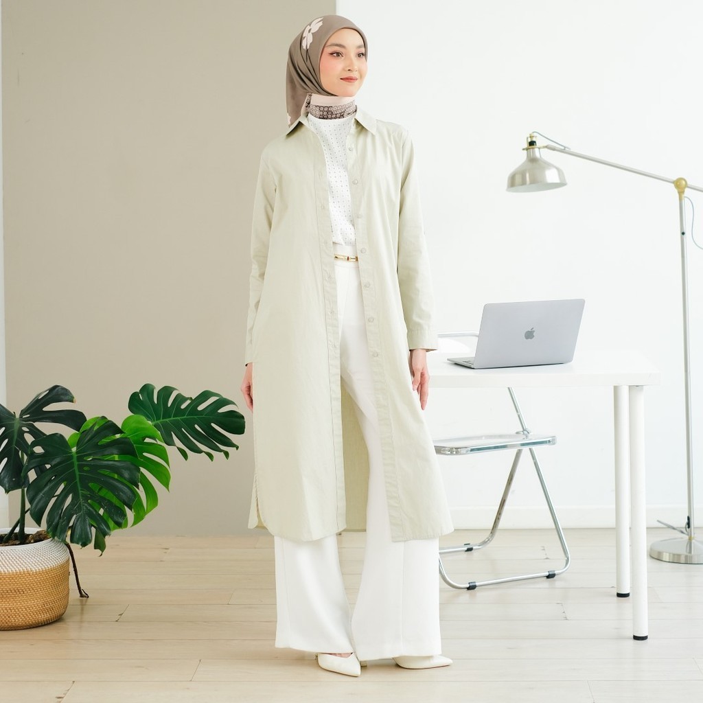 Zoya ENZY Midi Dress - Tunik Wanita Wudhu Busui Friendly - Bahan Premium Cotton