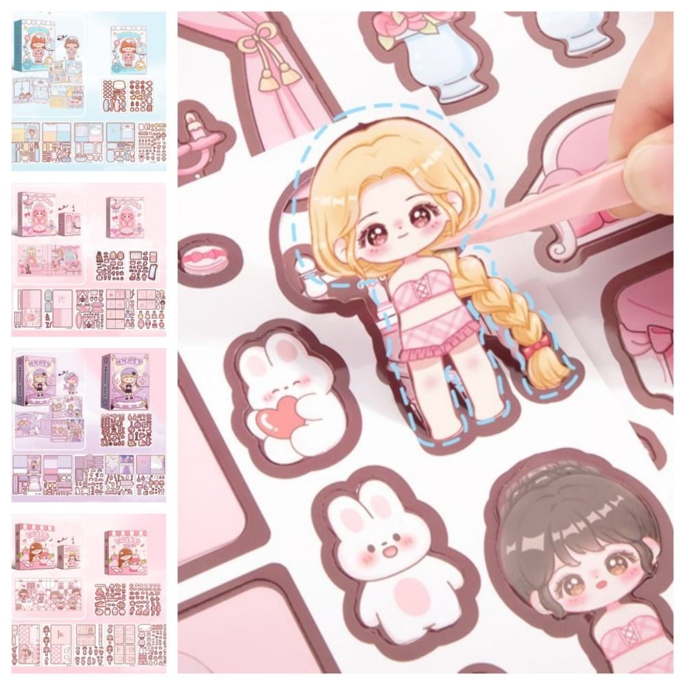 Kawali Paper DIY Kids Quiet Book Girls Busy Book Material Package Girls Sticker Book Handmade Cartoo