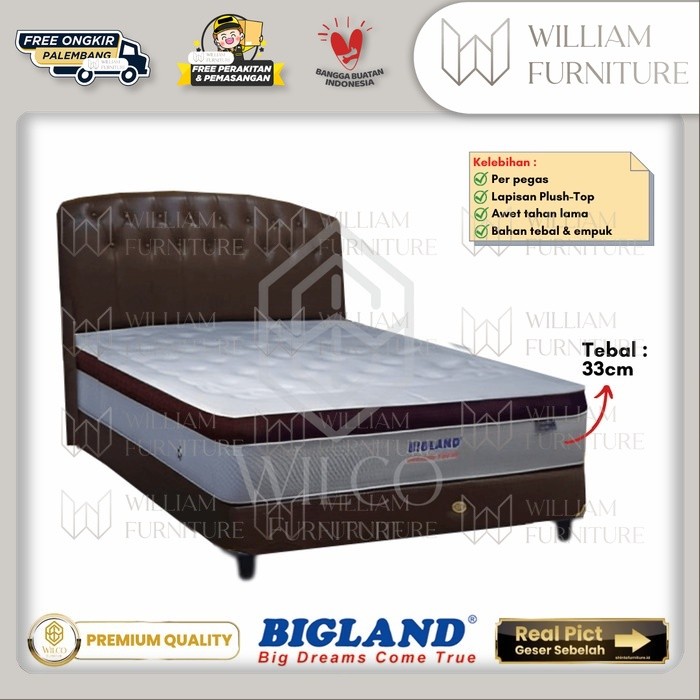 Kasur Springbed Bigland Big Pocket Plushtop / Kasur Empuk Murah PLG - Matras Aja, 120x200