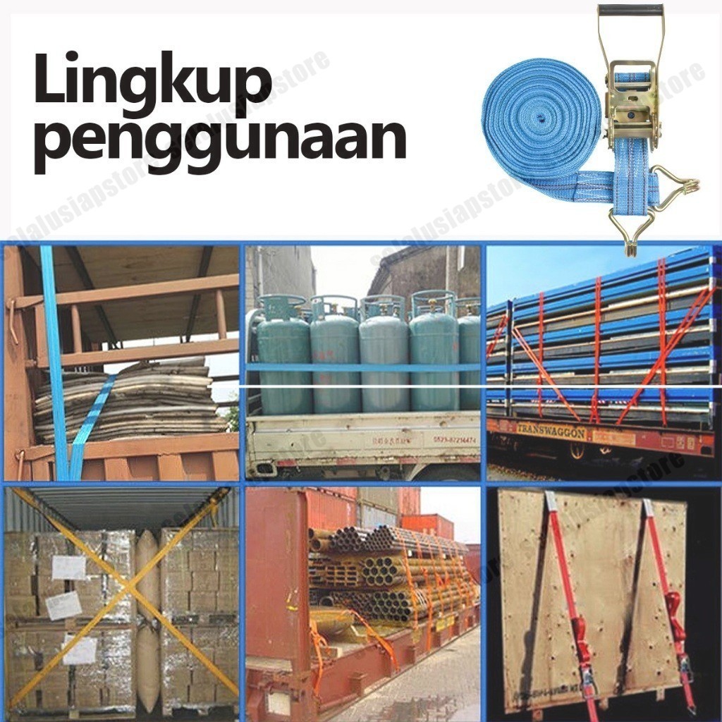 ID RACHET TIE DOWN 5CM 6 8 10 12 15 M TALI KREK CARGO LASHING 2" INCH INCI DIM 6M 8M 10M 12M 15M