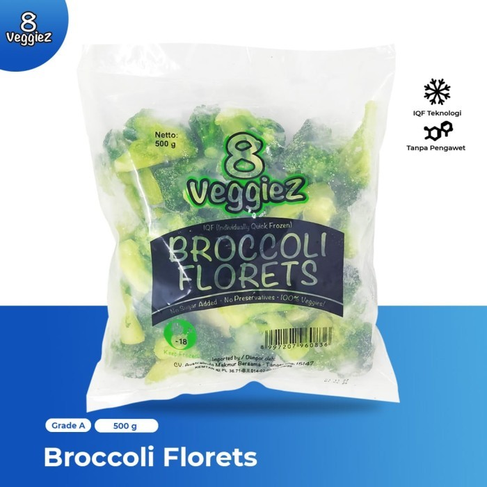 

8 Veggiez IQF Brocolli 500 gr / BrokolI Beku IQF 500 gr Tanpa Pengawet