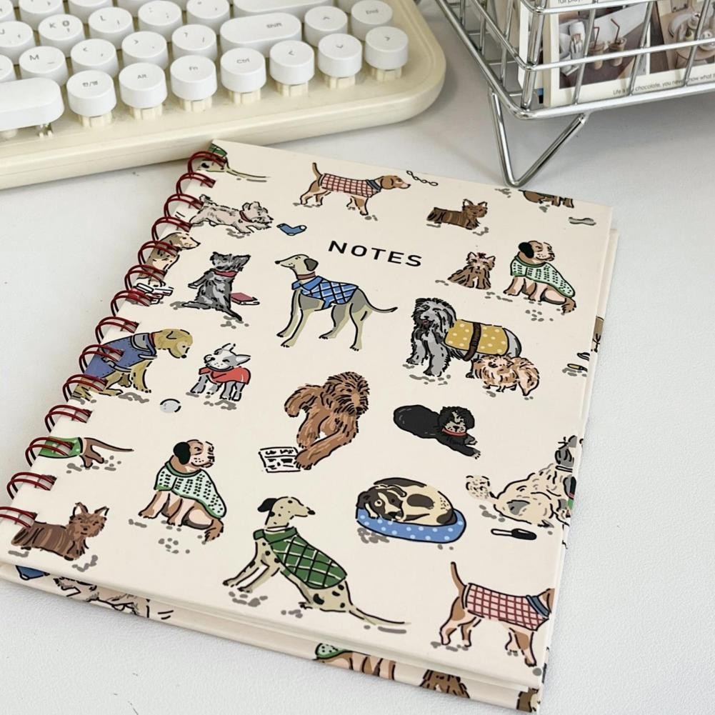 

A5 Coil Ring Notepad Planner Notebook Premium Thickened Page Loose-leaf Cartoon Puppy Style Retro Binder Notebook Stationery