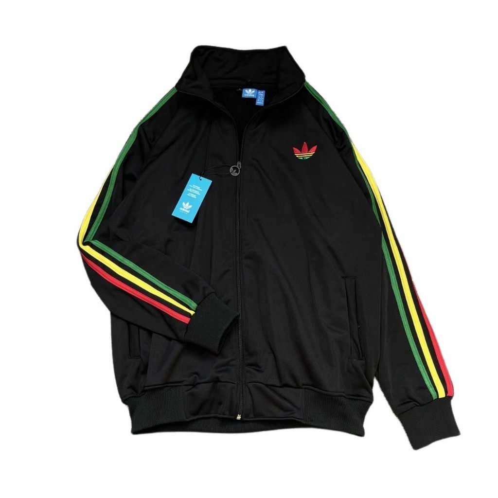 JAKET TRACKTOP ADIDAS FIREBIRD STRIP RED YELLOW GREEN ON BLACK