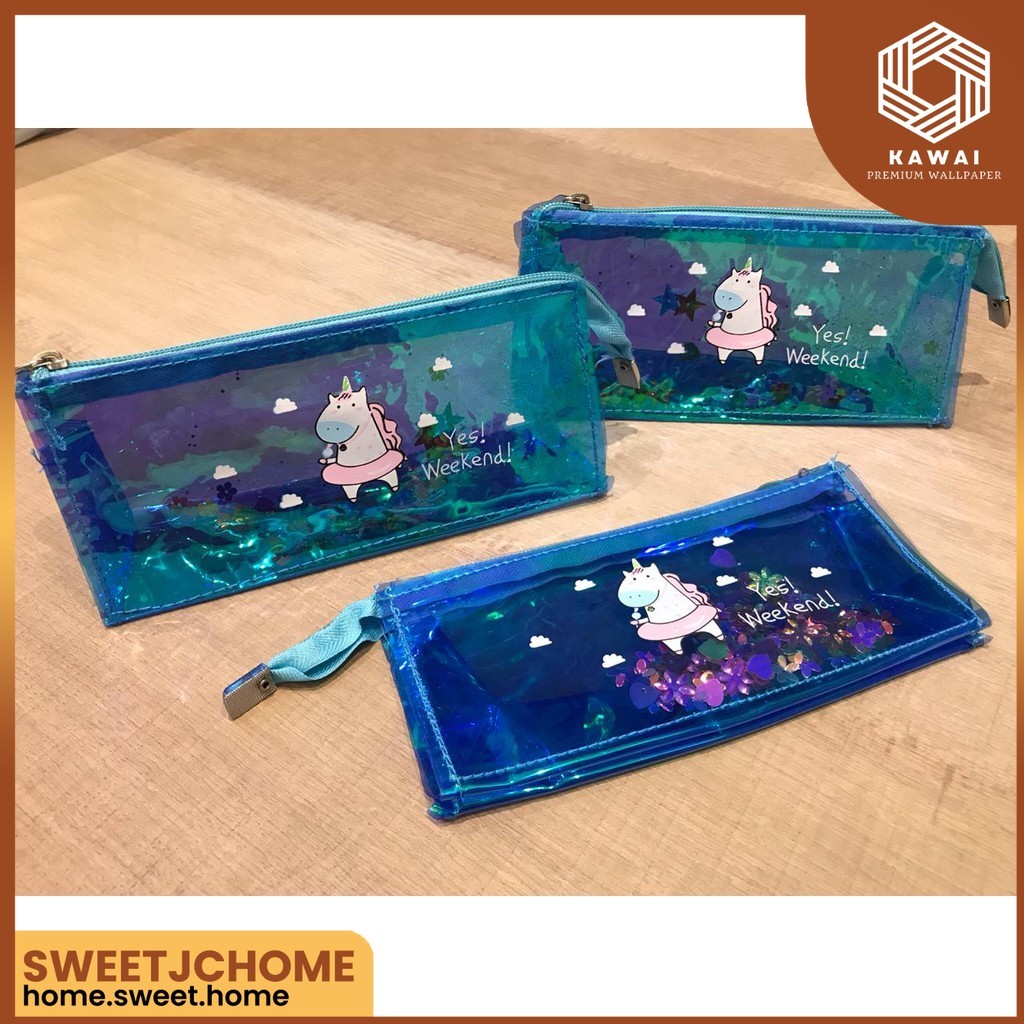 

Pencil Case / Tempat Pensil / Kotak Pensil / Unicorn Glitter Jelly Pencil Case