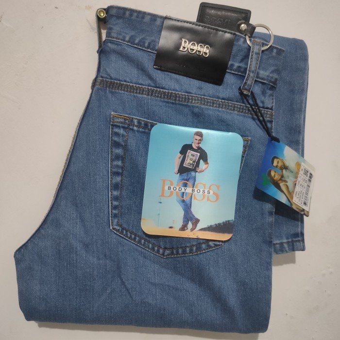 ✨BISA COD✨ -Celana Jeans BOSS  bahan soft jeans garment - Biru, 29