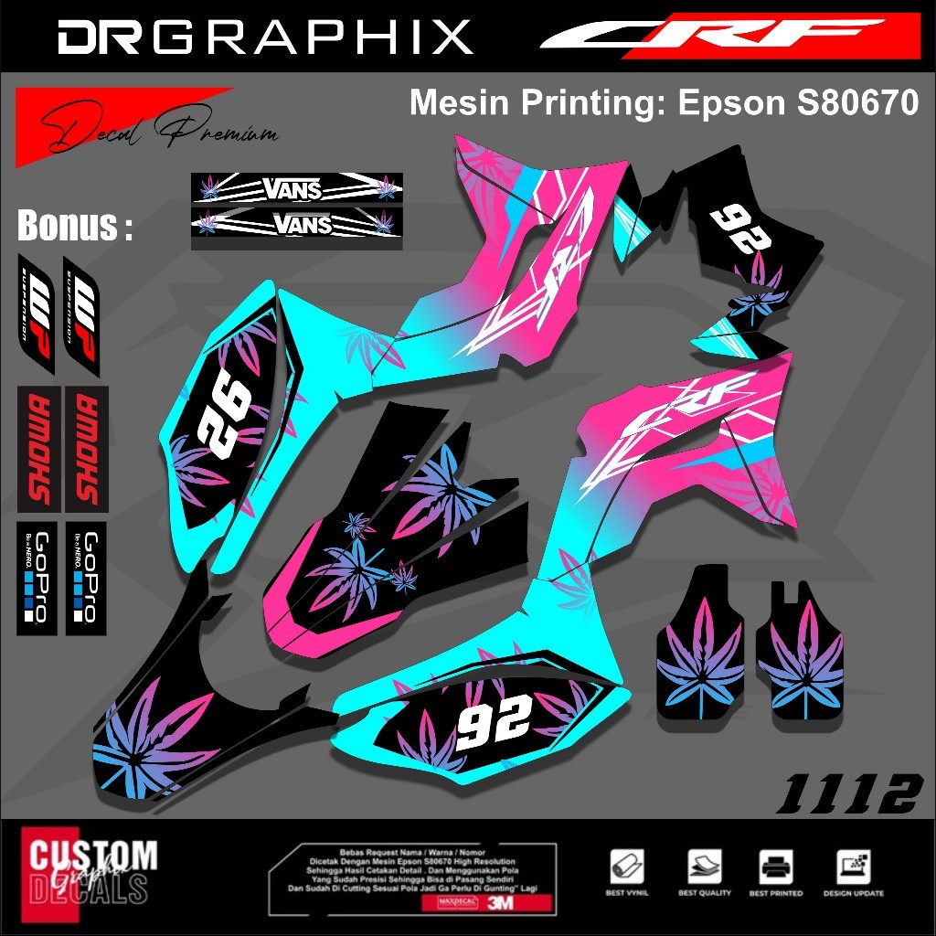STICKER DECAL CRF 150 / DECAL CRF 150 / DECAL CUSTOM CRF 150 / DECAL CRF TERMURAH-TEMA DAUN
