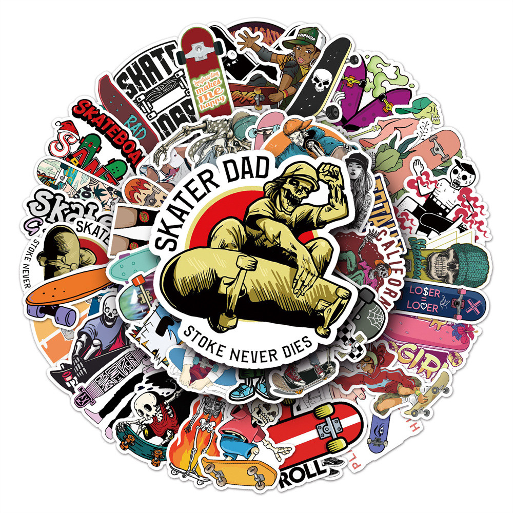 

10/30/50PCS Skateboard Sports Cartoon Personality Creative Sticker Computer Mobile Phone Skateboard Waterproof Sticker Wholesale