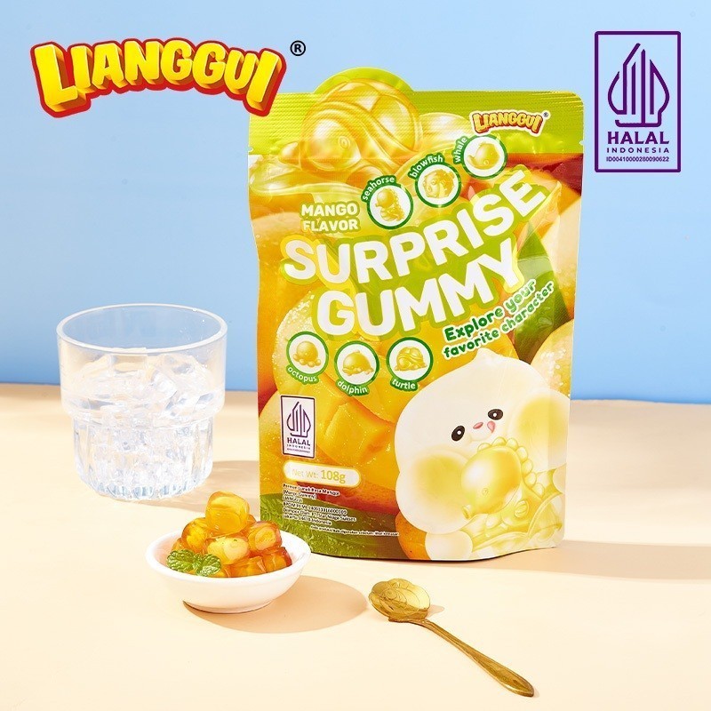 

[Permen import halal] HALAL LIANGGUI Suprise Candy 3 Varian Rasa | Mango Flavoured Candy Grape and Strawberry Fudge Mangga Anggur Jelly | Jelly Varian Rasa Permen yang enak