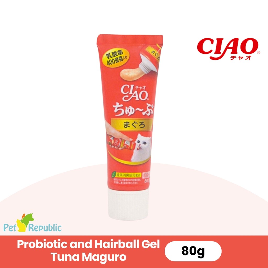 CIAO CS151 Snack Kucing  Probiotic and Hairball Gel Tuna Maguro 80gr