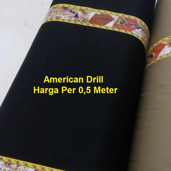 Kain Bahan Celana Pria dan Wanita Bahan Kain Polos Hitam Navy KEKI/Kain American Drill Bahan Pakaian