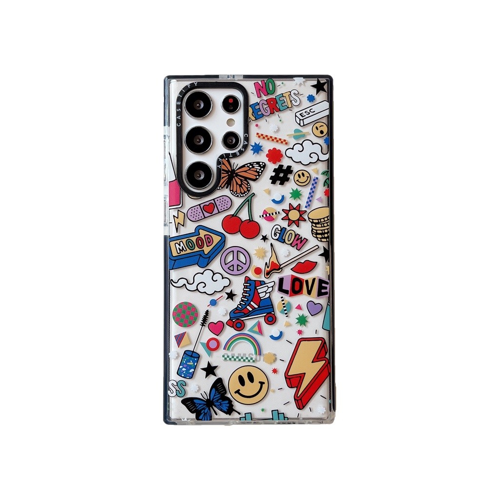 □ Stickers Casetify Soft Clear Phone Case for Samsung Galaxy S21 S22 S23 S24 Plus Ultra + ◑