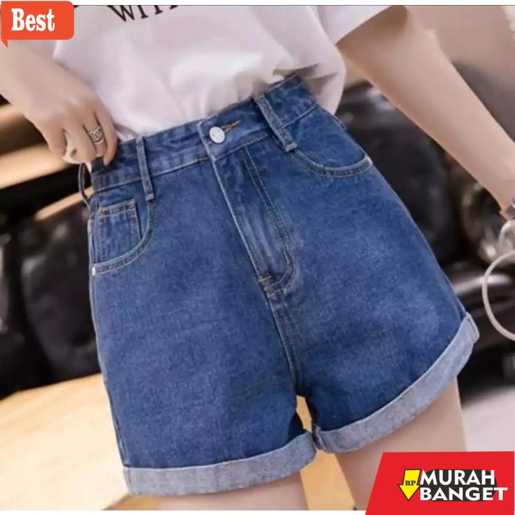 celana jeans wanita terbaru MAGCUN- Short Pants High waist Hot Pants Celana Pendek Jeans Wanita Kore