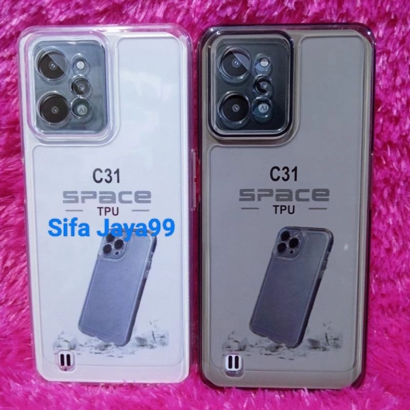 Softcase Clear Hitam Realme C31 2020 Casing Silikon TPU Bening Transparan Pelindung Belakang Hp Baha