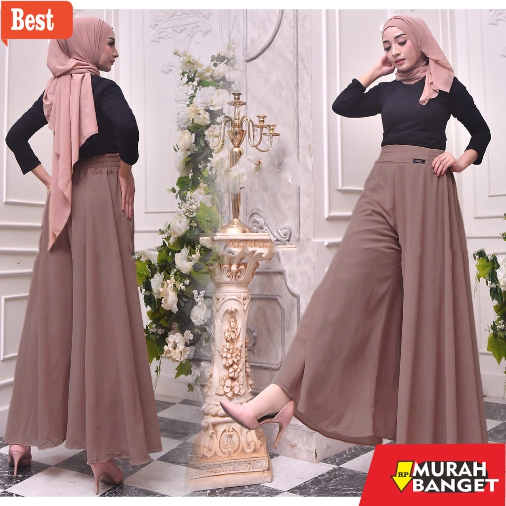 celana kulot wanita terbaru Celana kulot payung panjang jumbo full puring bahan ceruty baby doll, ro