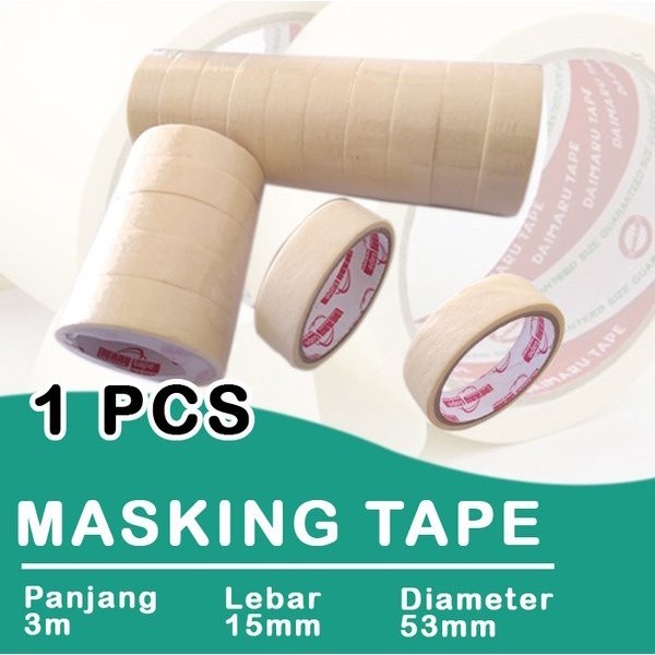 Lakban Kertas Selotip 3 Meter Isolasi Perekat Serbaguna Diameter 53mm
