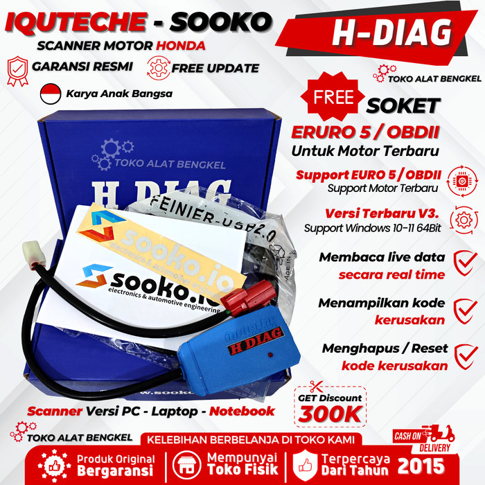 Scanner motor HONDA versi Laptop/ PC ,Merk IQUTECHE H-DIAG - H-DIAG HONDA