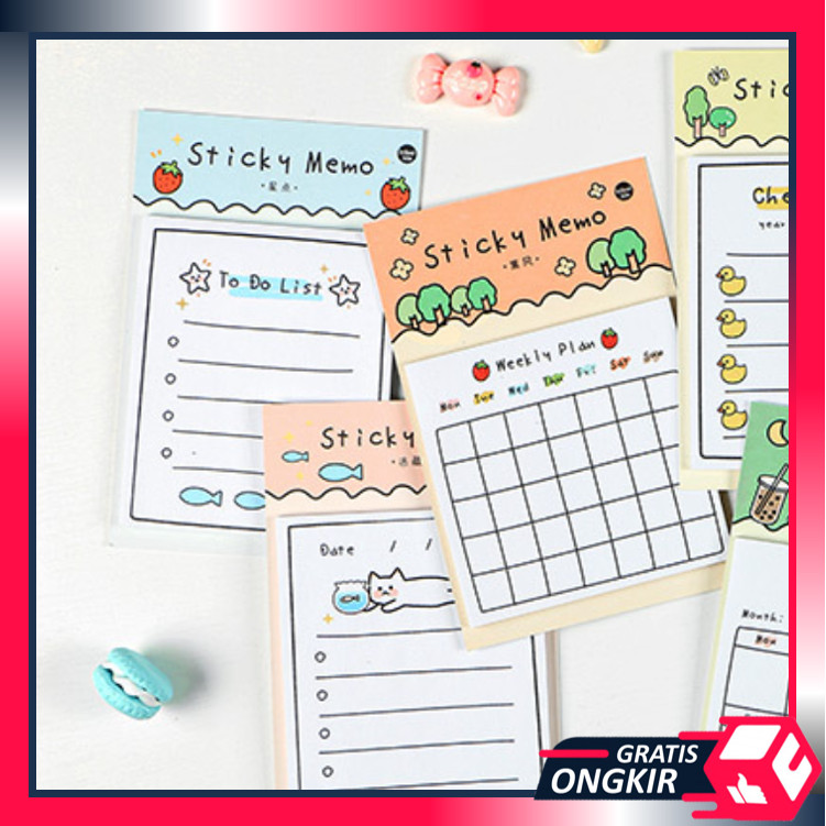 

GRATIS ONGKIR - S6381 Sticky Notes Aesthetic / Memo Pad 30 Lembar Unik / Planner Notes To Do List