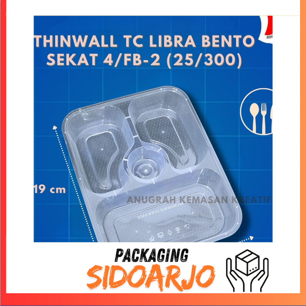 Thinwall Tc Libra Bento Sekat 4/Fb-2 Isi 25 Pcs