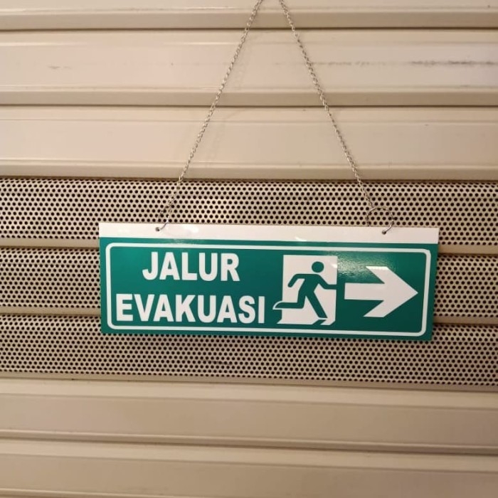 

SIGN AKRILIK JALUR EVAKUASI RANTAI GANTUNG 2MUKA 10X30CM