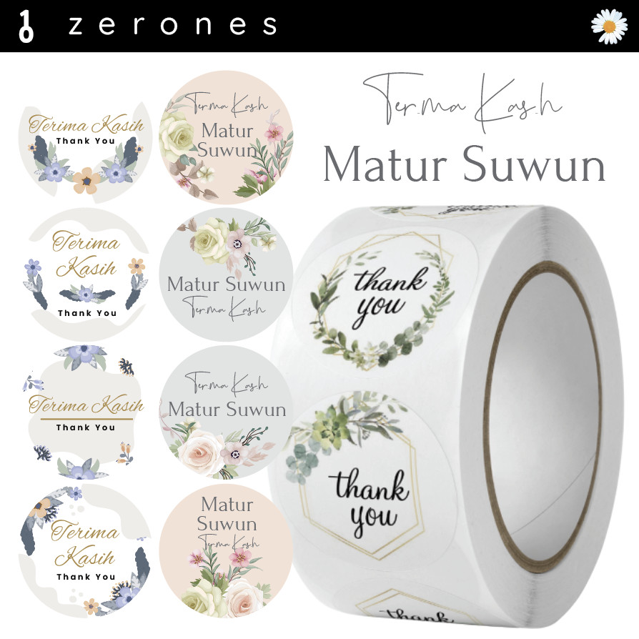 

Sticker Thank You Roll Isi 500 Pcs Stiker Terima Kasih Warna Label Roll Sticker 2,5Cm SS001 - ZO