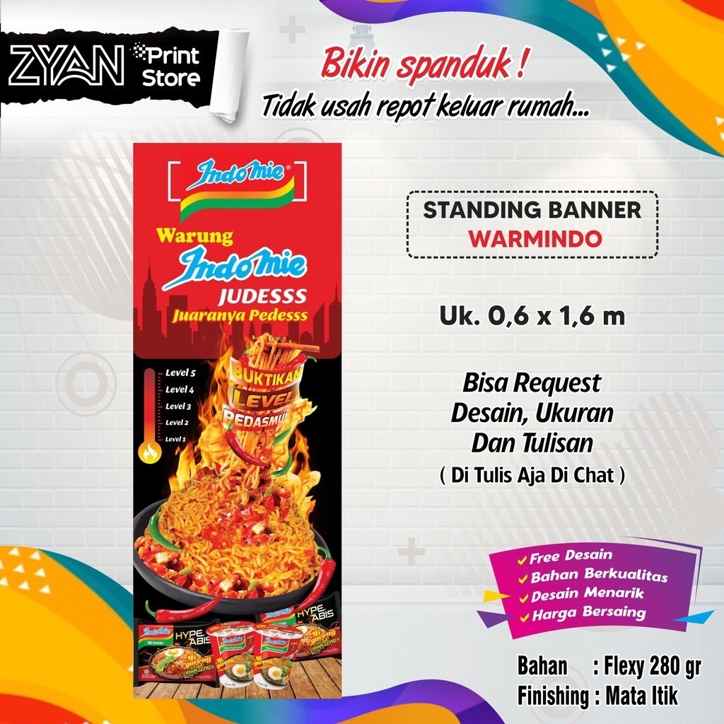 SPANDUK BANNER WARMINDO PEDAS - CingWangPrint