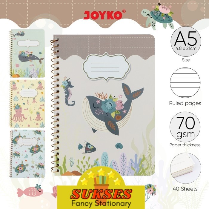 

Buku Tulis NB-730 Ocean Creature Catatan Bergaris Ruled Notebook Joyko