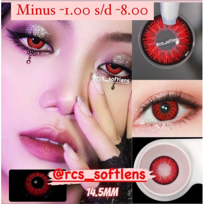 "WY.SY" - READY STOCK RCS Softlens cosplay halloween softlens merah biru hijau abu AYY - AYY RED MIN