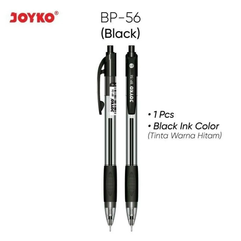 

Pulpen Joyko BP-56 Retrak Cetek Ball Pen Ballpoint Tinta Hitam Tip 0.7 mm - Satuan SHESB