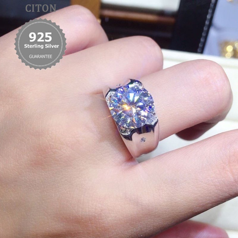 Cincin Terbuka Pria Berlian Moissanite Warna PT950