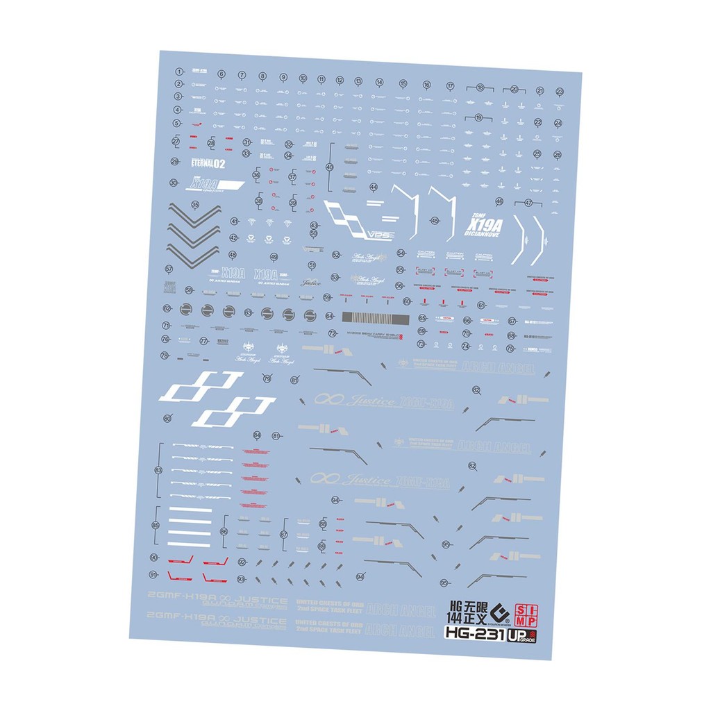 

HG Model Decal Modeling DIY Model Accessory Mobile Suit Water Slide Stickers Model Paste Sticker for ZGMF X19A Infinite Justice