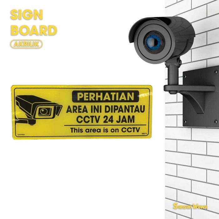 

Sign board acrylic Area Ini Dipantau CCTV 24 Jam - Merek Sansan Wawa