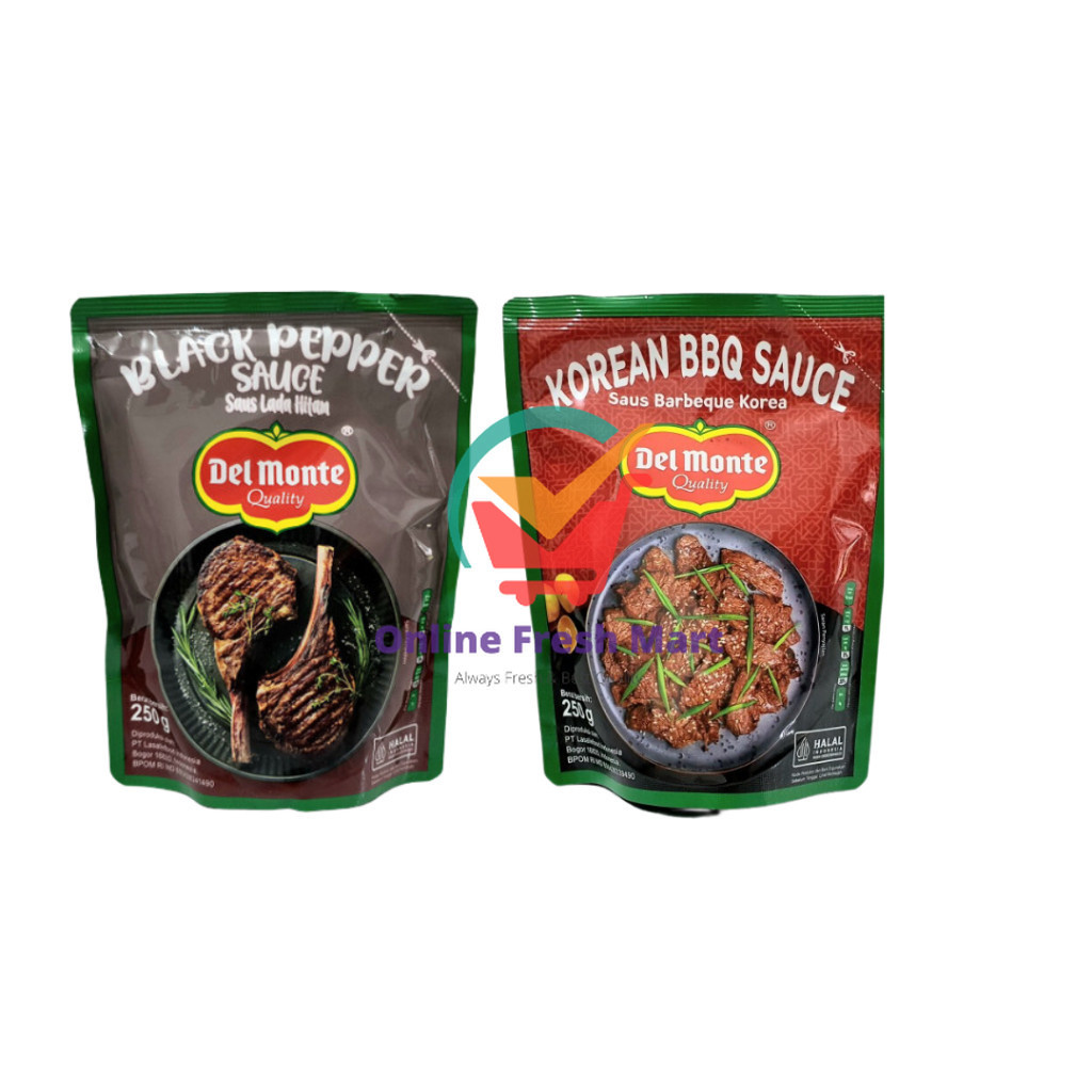 

Delmonte Korean BBQ & Black Pepper Sauce Saus Barbeque Korea dan Lada Hitam Pouch 250g - Online Fresh Mart Denpasar