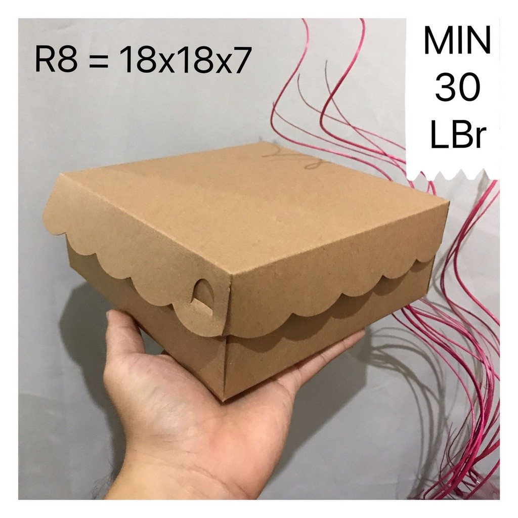 

(BK-12) R8 KRAFT WEKA COKLAT Kemasan Box / Kardus / Dus Nasi Kue Snack Makanan R8 - 18x18x7 cm min 30 lembar KRAFT VICTORY JPN